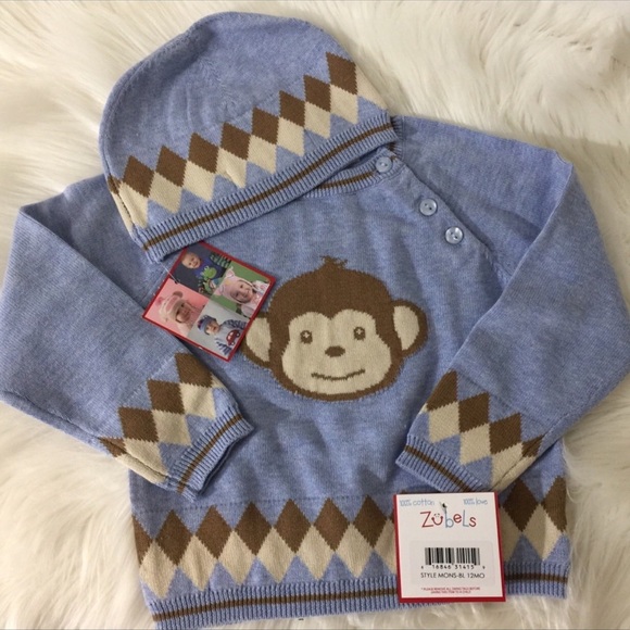 zubels Other - 🆕 HP🎉Zubels blue argyle 🐵 monkey sweater + hat